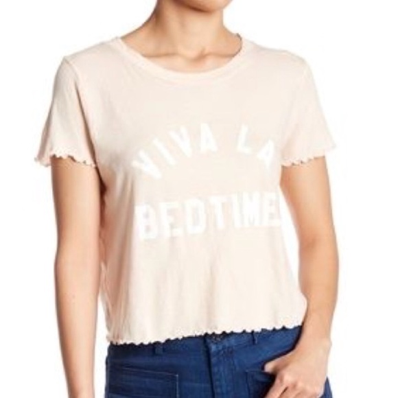 NWT Wildfox Light Pink Viva La Bedtime Crop Tee - Picture 4 of 8